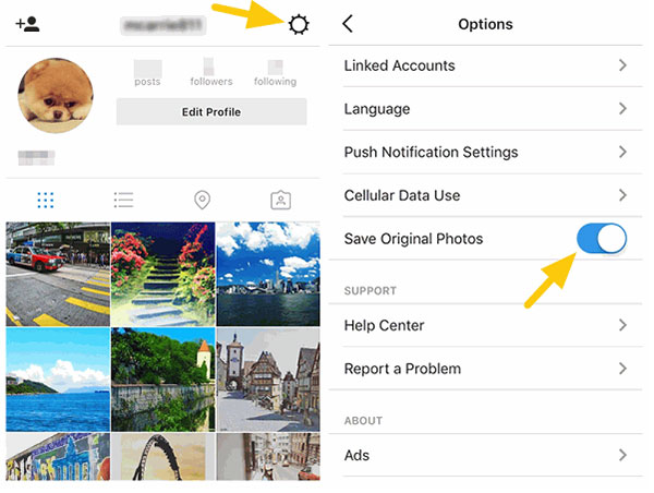 Uložit fotky Instagram na iPhone