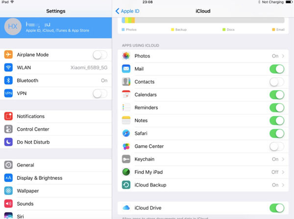 iCloud com iPad