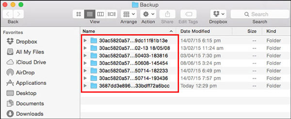 Local de backup do iPad no Mac