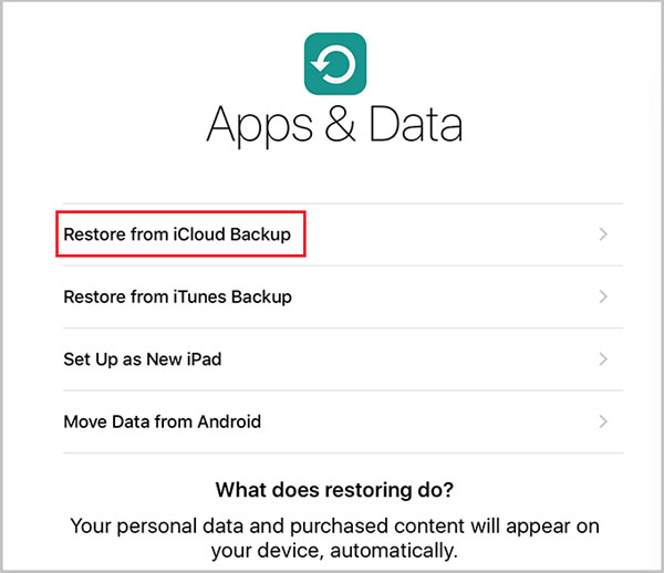 Restaurar do backup do iCloud