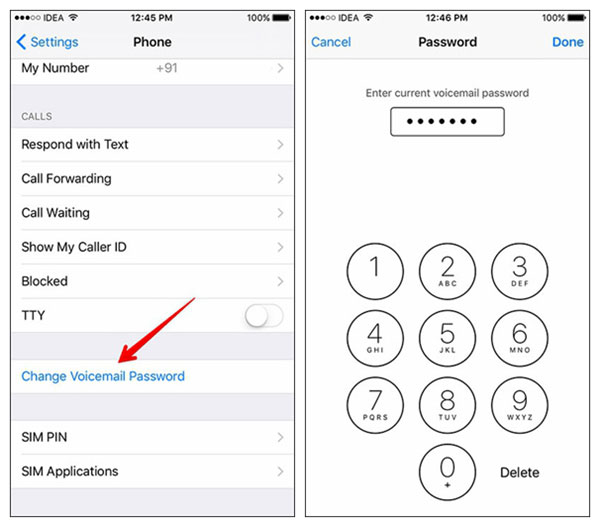 Cambia password Voicemail