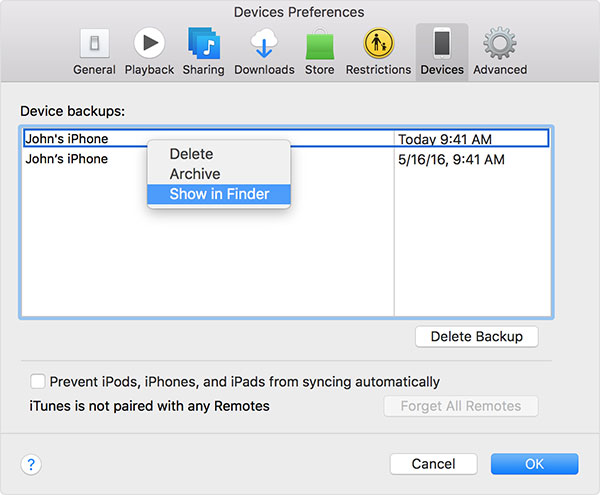 Mac iTunes Backup-plassering