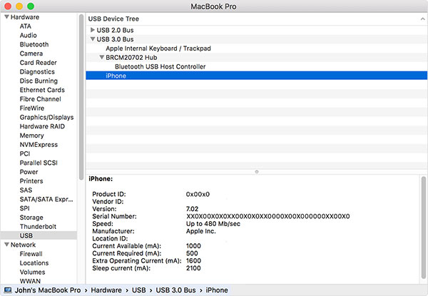 controlador usb de dispositivo móvil apple