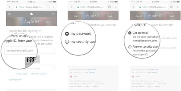 Rescue Address o Security Questions