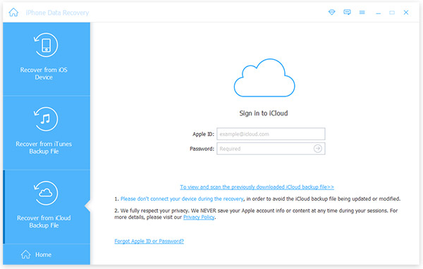 Recover from iCloud Backup File