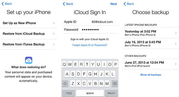 Återställ från iCloud Backup