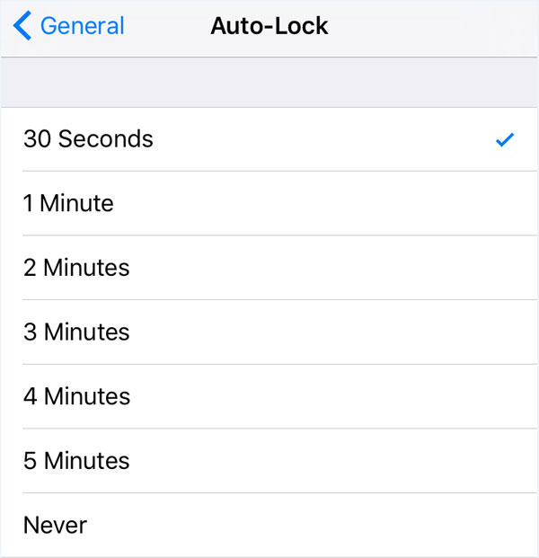 Kısa Auto-Lock zamanını ayarlayın