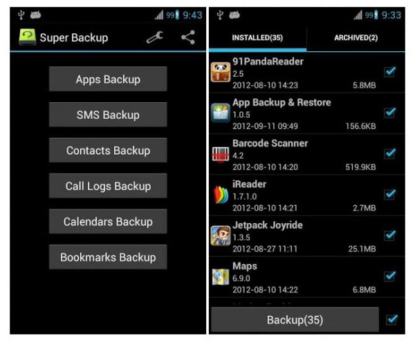 Tienda Android SMS a la tarjeta SD
