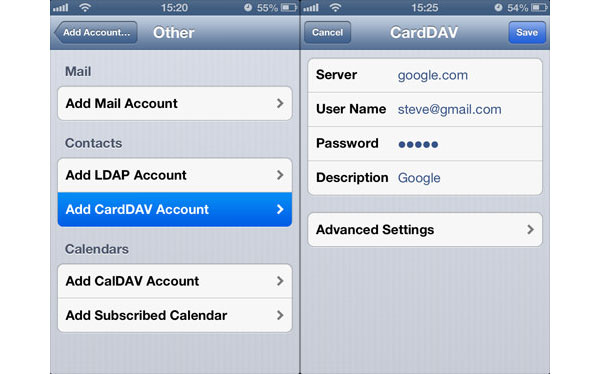 Sync Google Contacts with iPhone 4