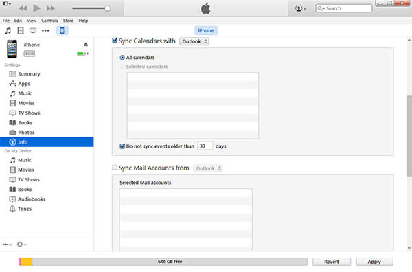 Synkroniserer Outlook-kalenderen med iTunes