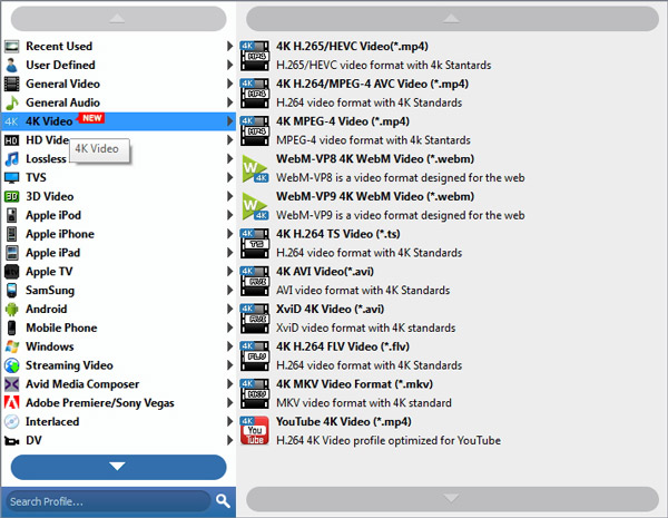 scegli i formati di output