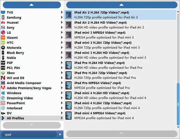 Seleccione formatos compatibles con iPad 4