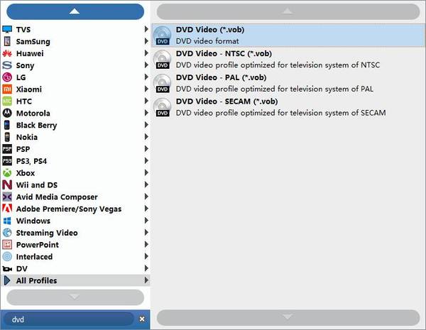 Velg DVD-kompatibelt format