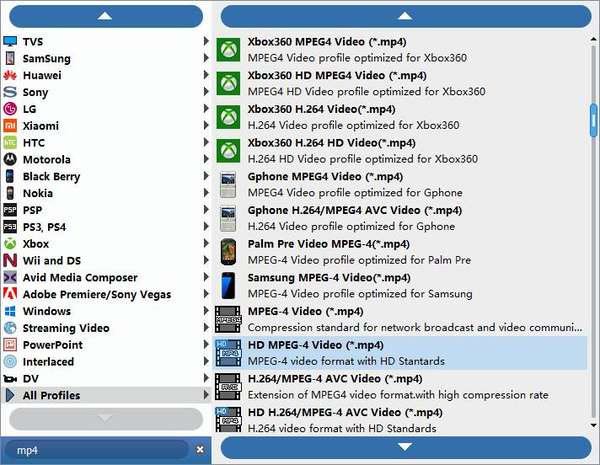 Vælg HTC output format