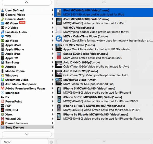 choose output format