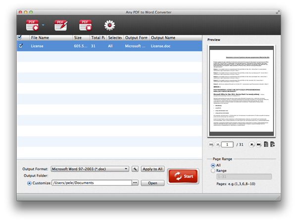 Choose output format