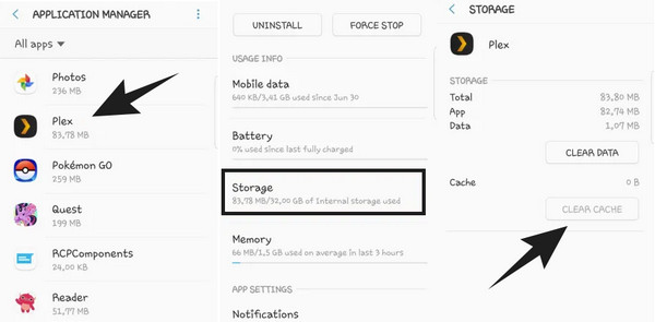 Plex limpar cache