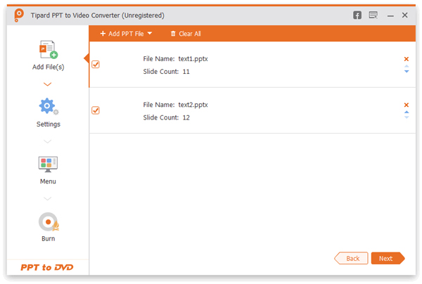 Importer PPT-filer til DVD