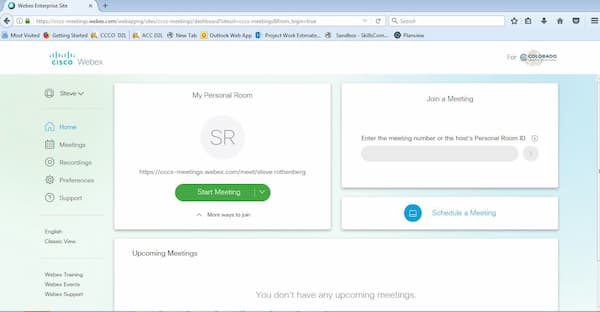 Interface Cisco WebEx