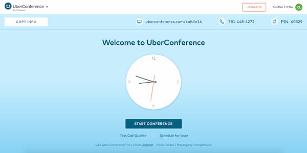 UberConferenceインターフェース