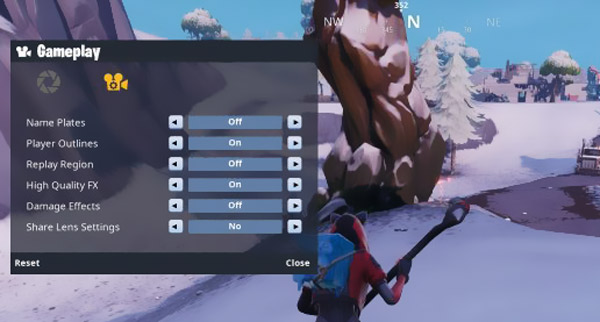 Configuración de juego del modo Replay de Fornite