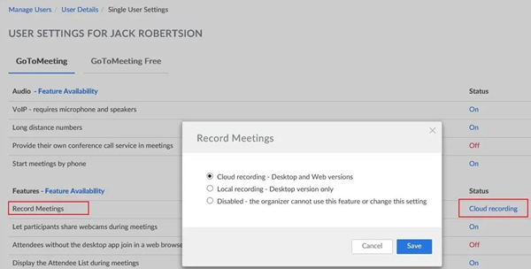 Enregistrement des réunions GoToMeeting