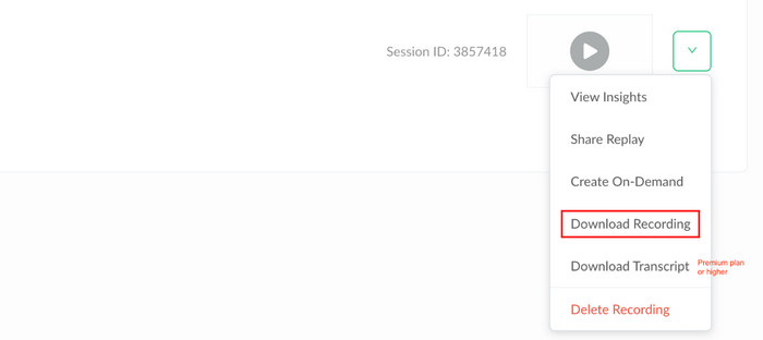 Click Download Recording Button