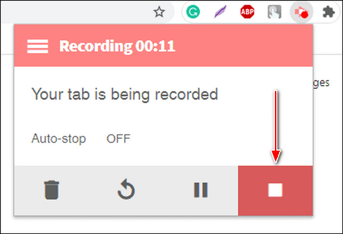 Stop Button Screencastify