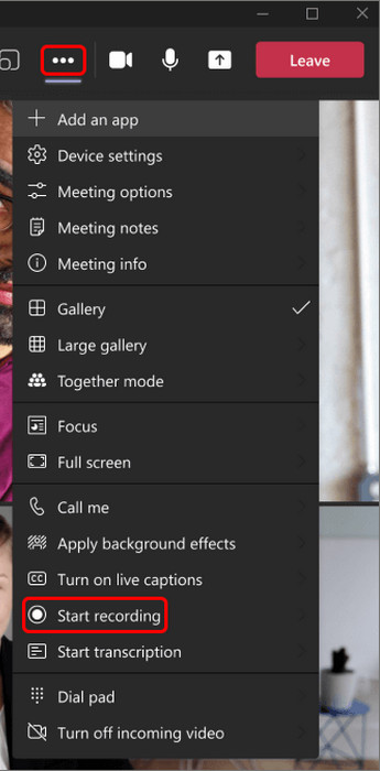 More Options Start Recording