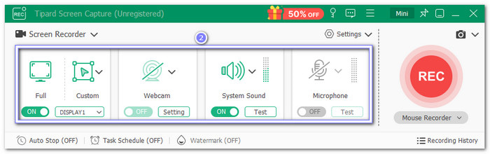 Select Screen Area And Enable Other Options