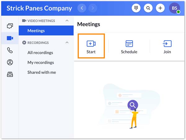 Начать запись RingCentral Meetings