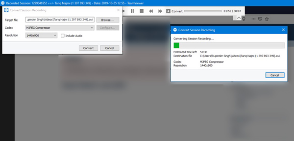 Convertir l'enregistrement de session Teamviewer