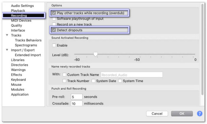 Change The Recording Settings