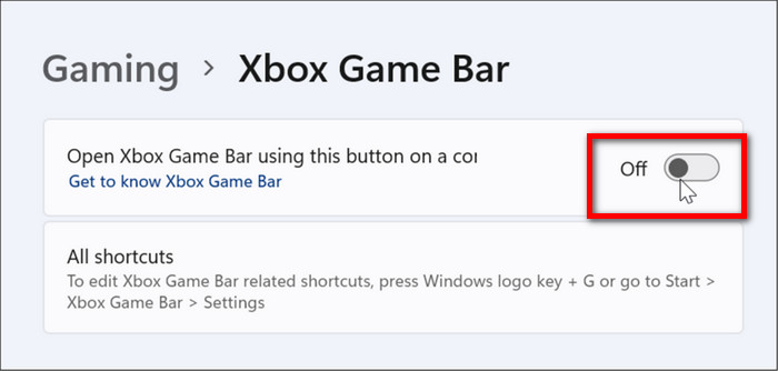Disable Xbox Game Bar