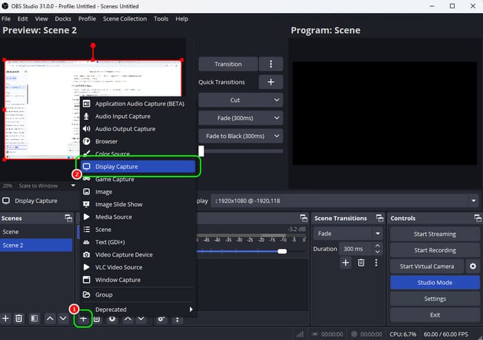 Plus Display Capture OBS