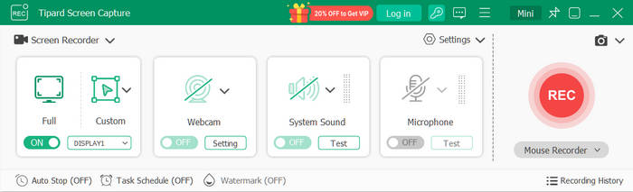 Tipard Screen Capture Interface