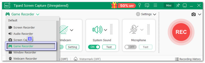 Select Game Recorder