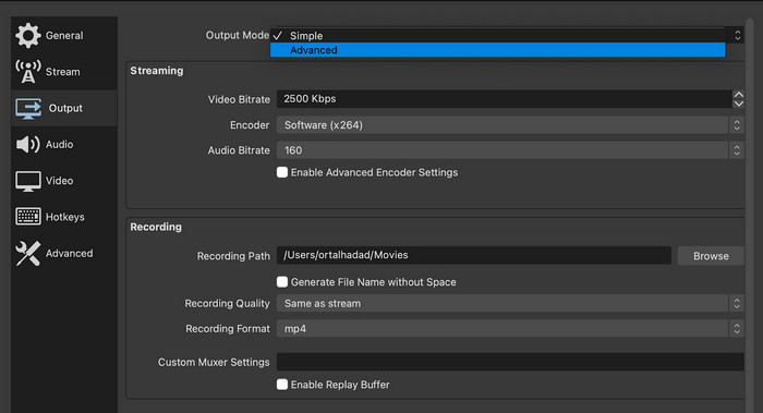 Audio Output Settings OBS