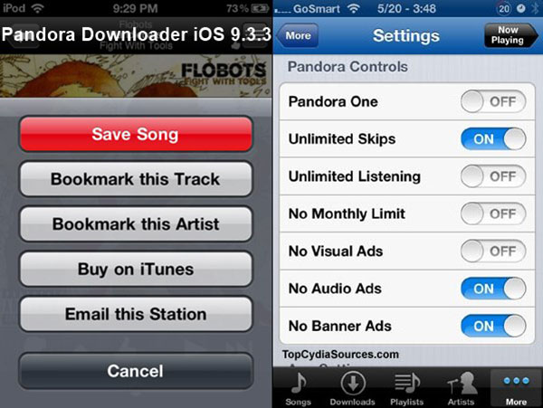 Télécharger de la musique de Pandora à iDevices