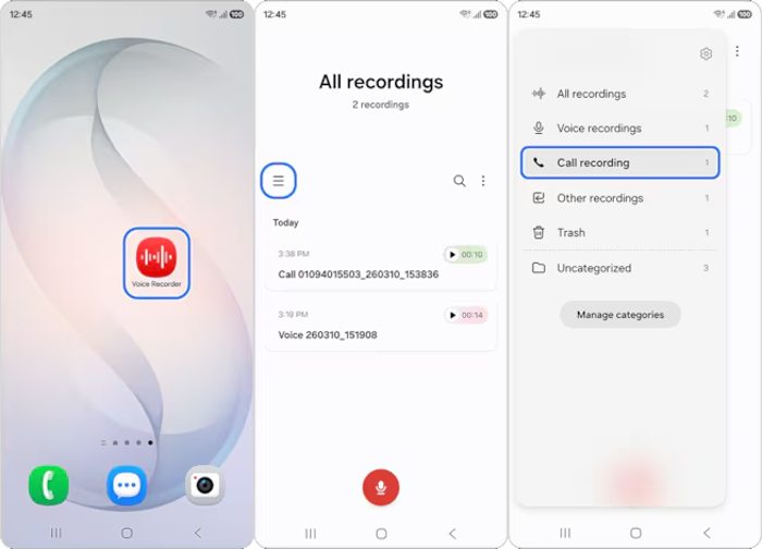 Play Recording Samsung