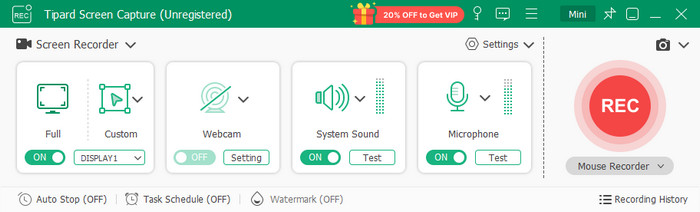 Tipard Screen Capture UI