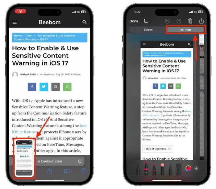 Taking Scrolling Screenshot On Iphone