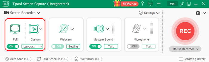 Click Full Or Custom Button