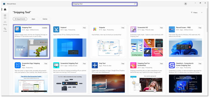 Reinstall Snipping Tool