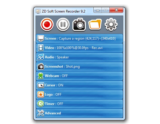Grabador de pantalla suave ZD