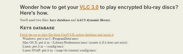 Clé de récupération VLC