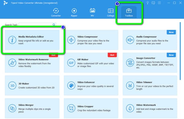 البيانات الوصفية لوسائط Toolbox