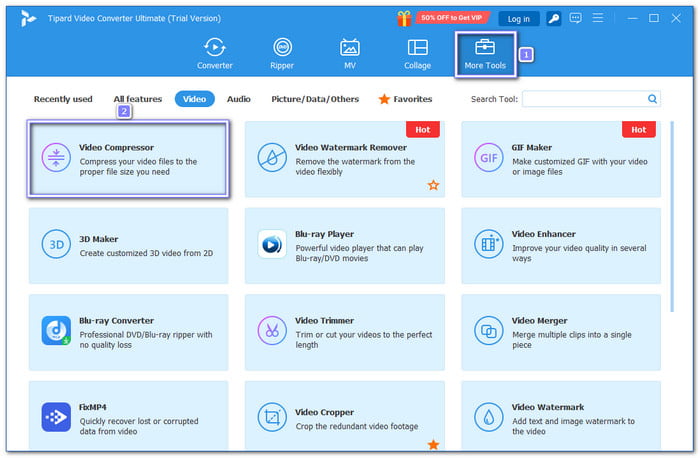 Select Video Compressor From More Tools Tab