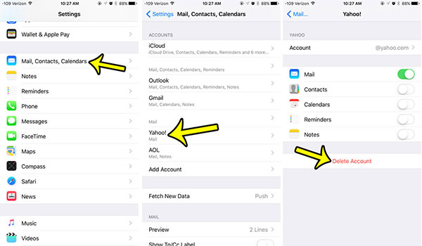 Remove Yahoo Email Account on iPhone