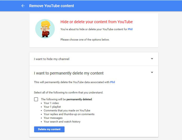 YouTubeチャンネルを削除する方法